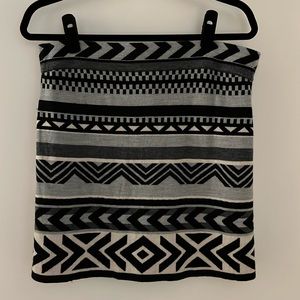 Smartwool W's Black Gray White Abstract Print Knit Pull On Wool Skirt